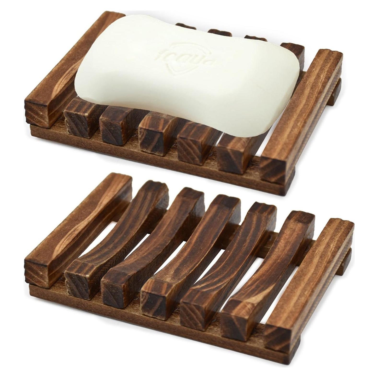 Soporte de Jabón de Madera Natural MODENGKONGJIAN 2 Pcs