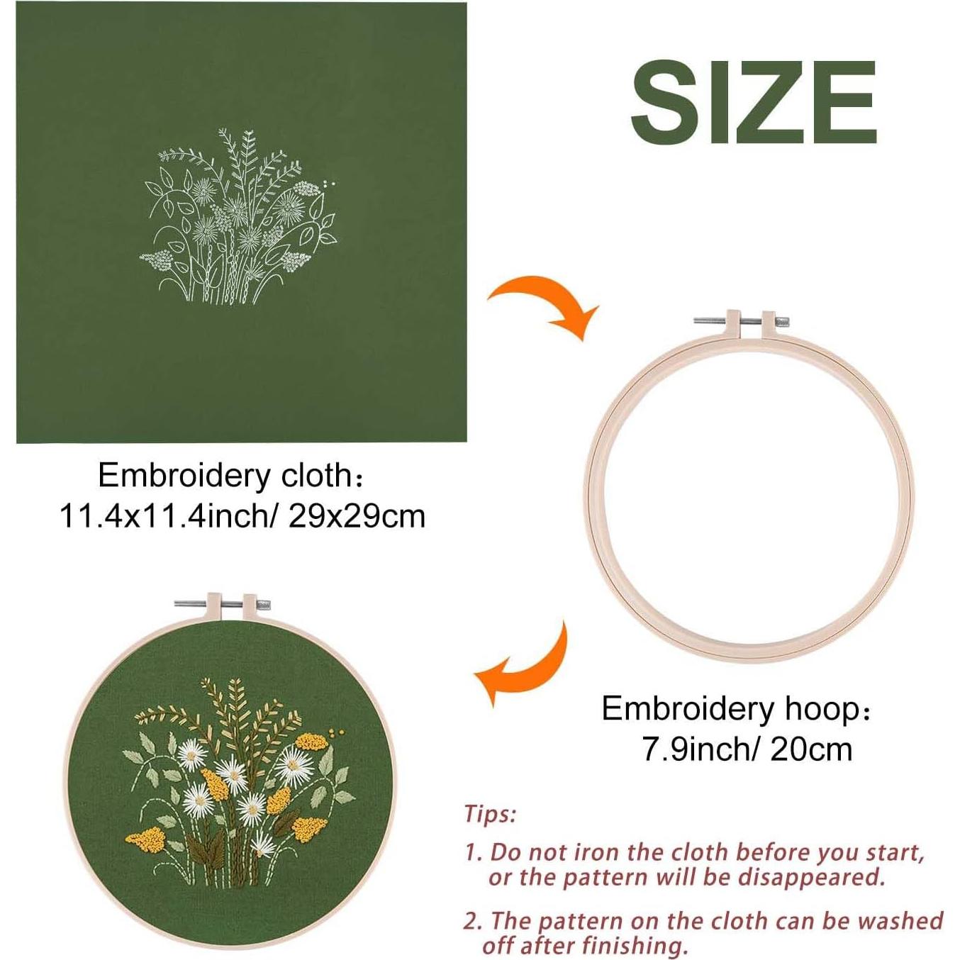 Kit de Bordado FEPITO para Principiantes Floral - 2 Piezas