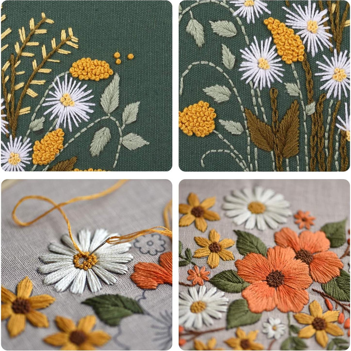 Kit de Bordado FEPITO para Principiantes Floral - 2 Piezas