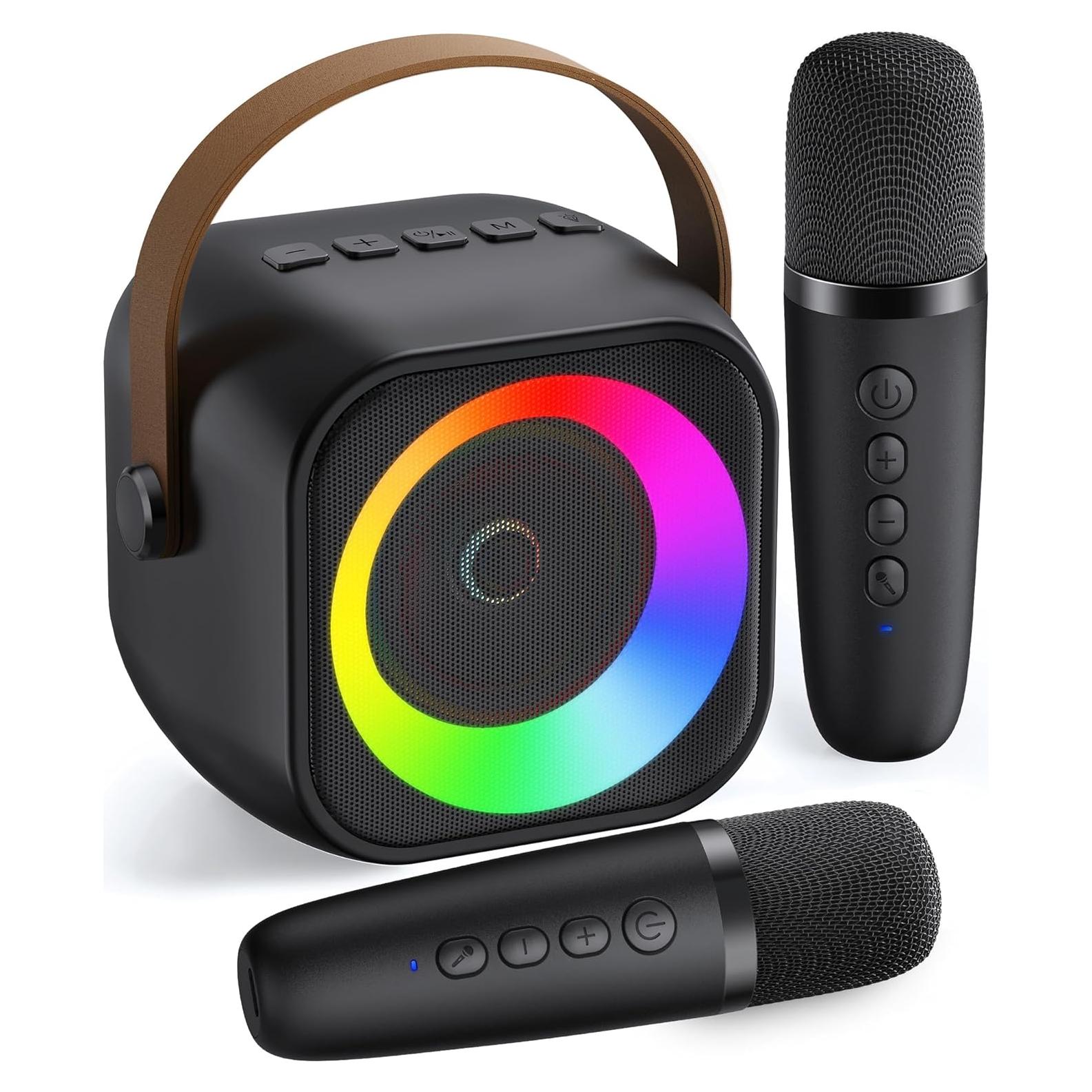 Mini Máquina de Karaoke BEILIHART con 2 Micrófonos Inalámbricos