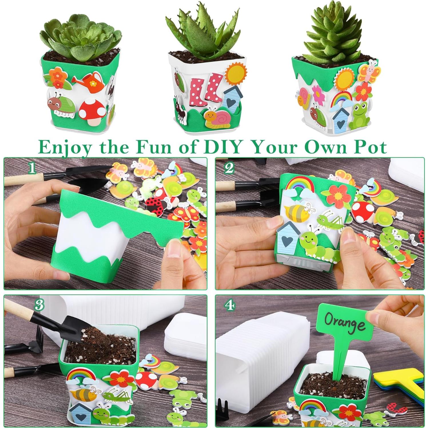 Kit de Manualidades de Jardín Elcoho 36 Macetas Plásticas DIY