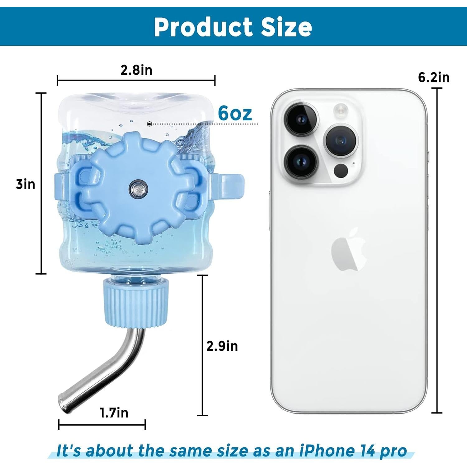 Botella de Agua para Mascotas Pequeñas Vannon 177ml Azul