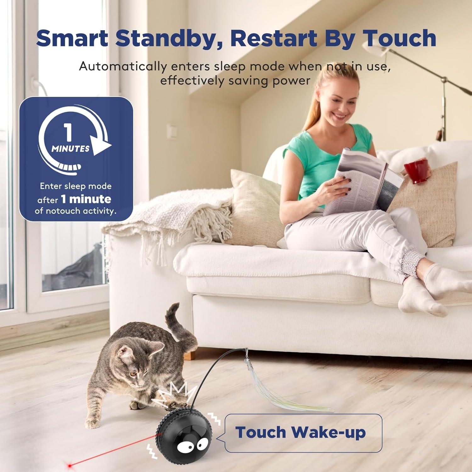 Juguete Interactivo para Gatos AIPERRO Bola Recargable Negro