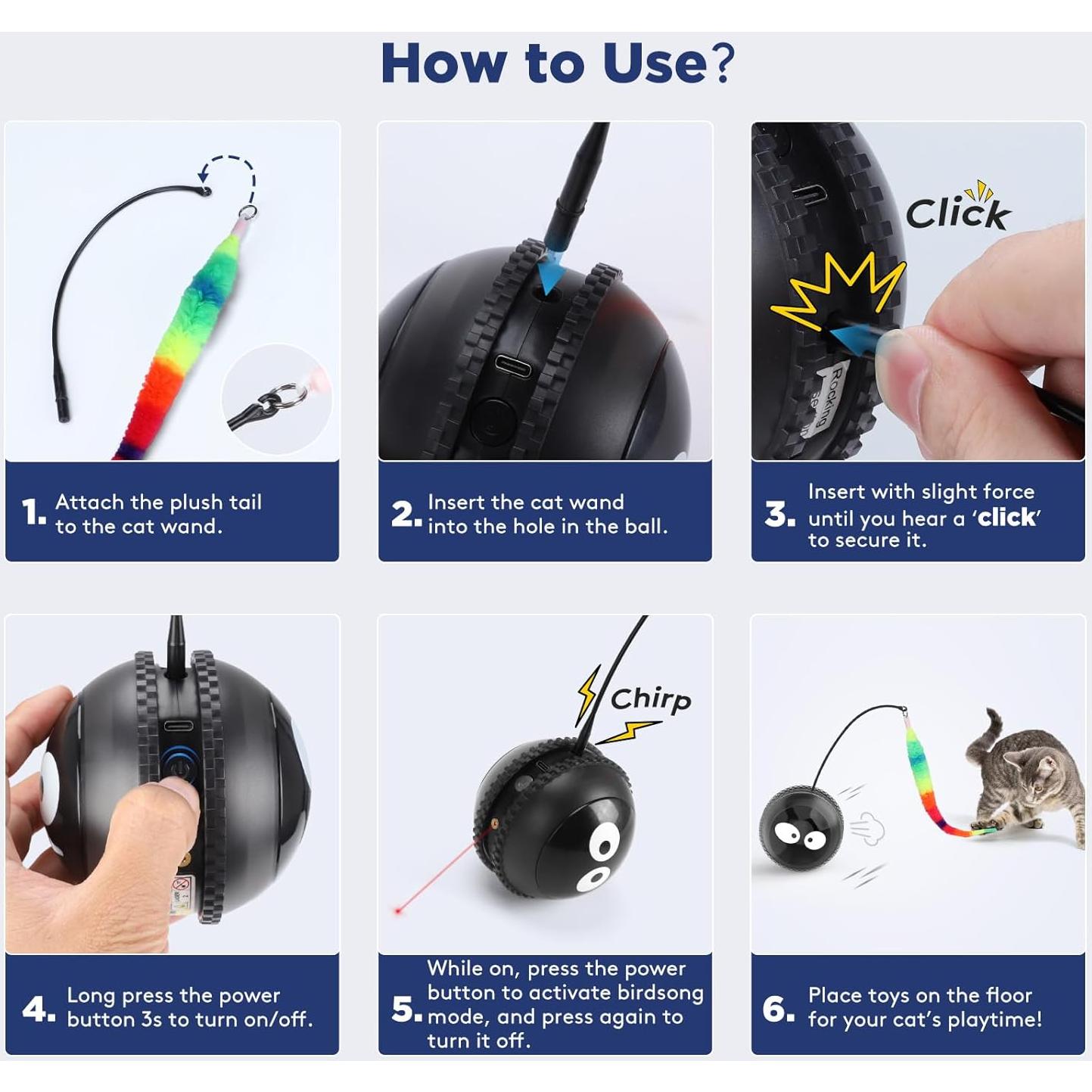 Juguete Interactivo para Gatos AIPERRO Bola Recargable Negro