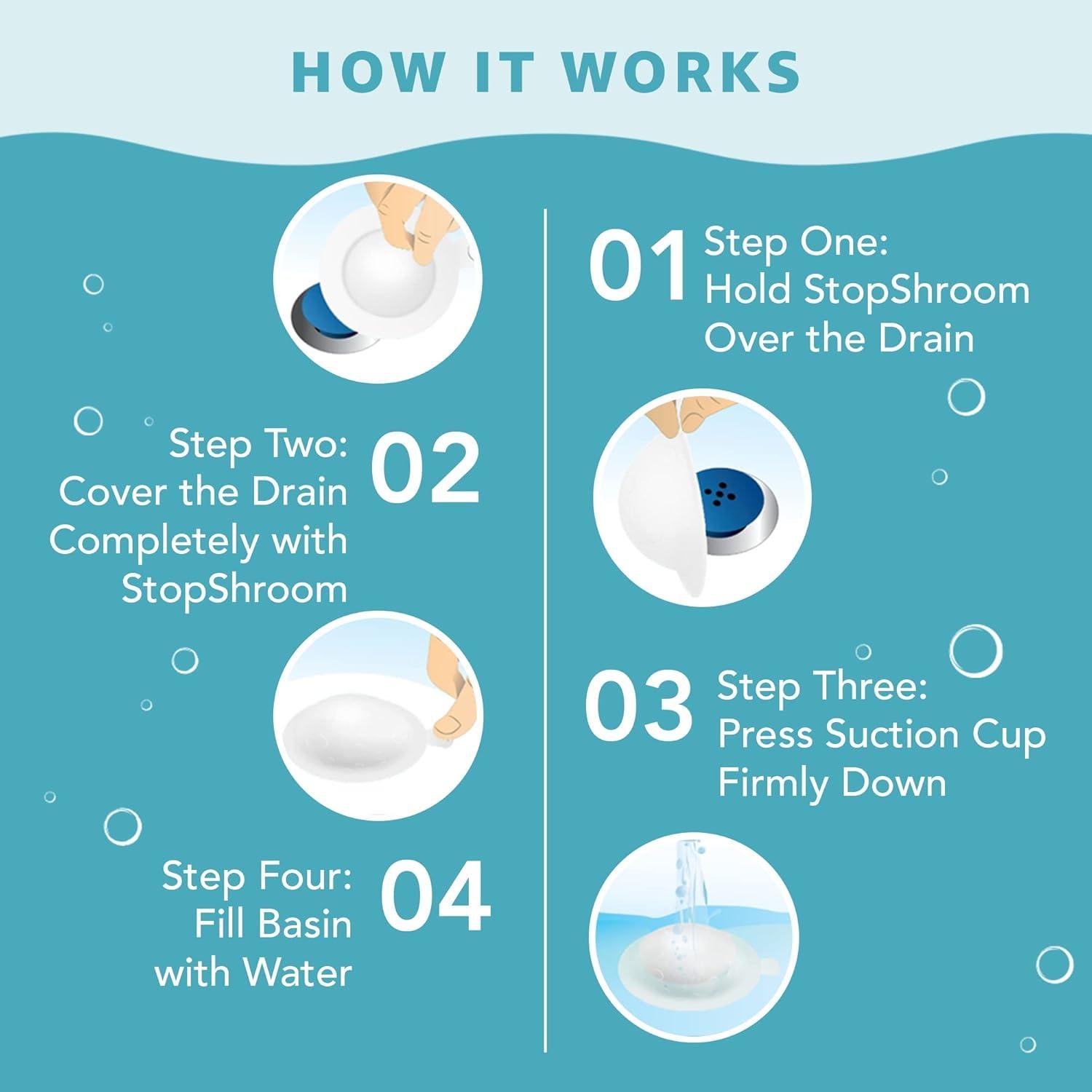 Tapón de Desagüe Universal StopShroom - Silicona Blanca