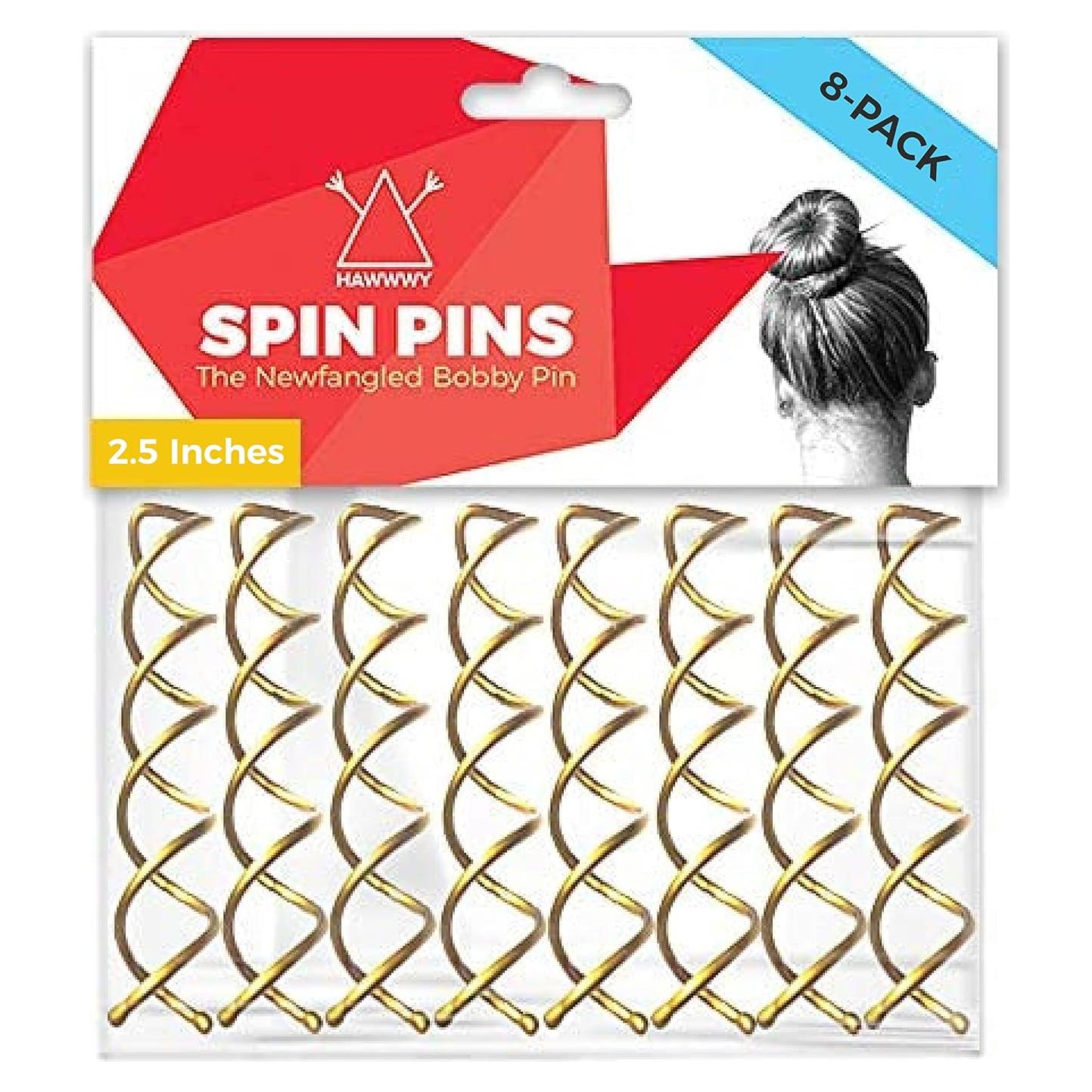 Pasadores de Cabello Espiral Dorados HAWWWY - 8 Unidades 6.35 cm