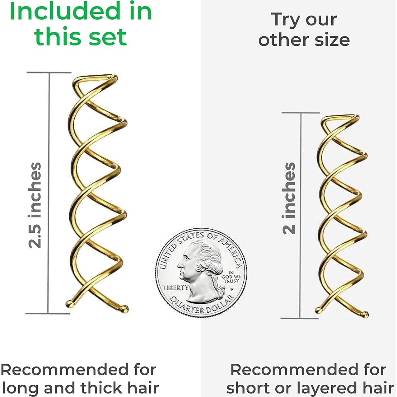 Pasadores de Cabello Espiral Dorados HAWWWY - 8 Unidades 6.35 cm