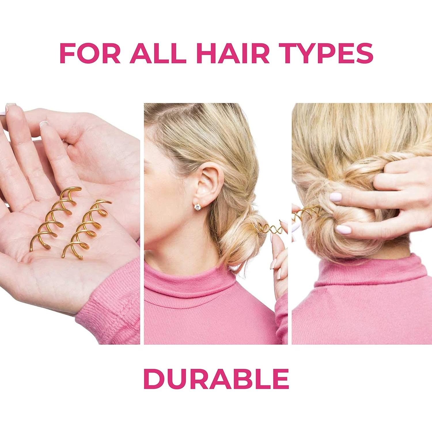 Pasadores de Cabello Espiral Dorados HAWWWY - 8 Unidades 6.35 cm