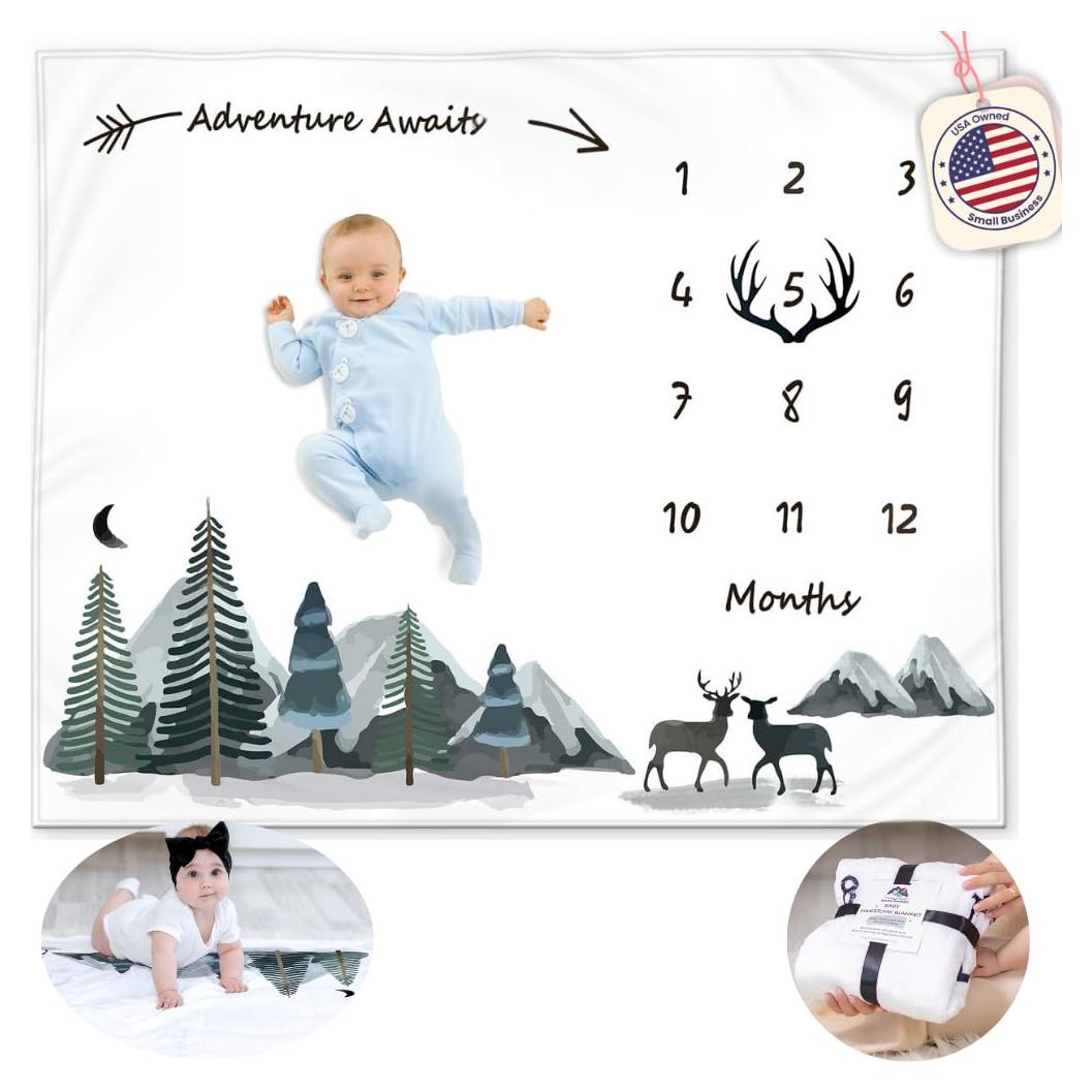 Manta de Hitos para Bebé KEMINA 127x102 cm Aventura en la Montaña