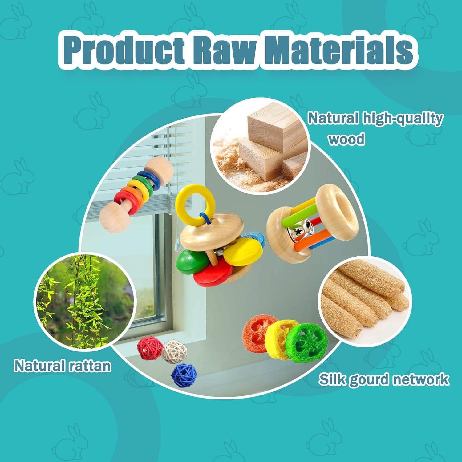 Juguetes de Madera para Conejos QWR 9PCS - Seguro y Colorido