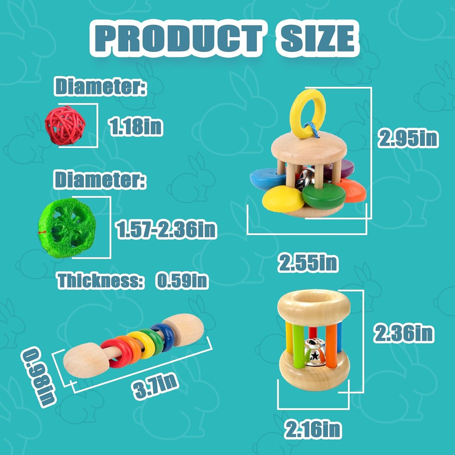 Juguetes de Madera para Conejos QWR 9PCS - Seguro y Colorido