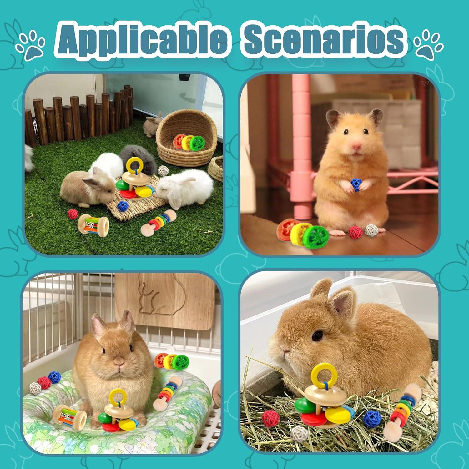 Juguetes de Madera para Conejos QWR 9PCS - Seguro y Colorido