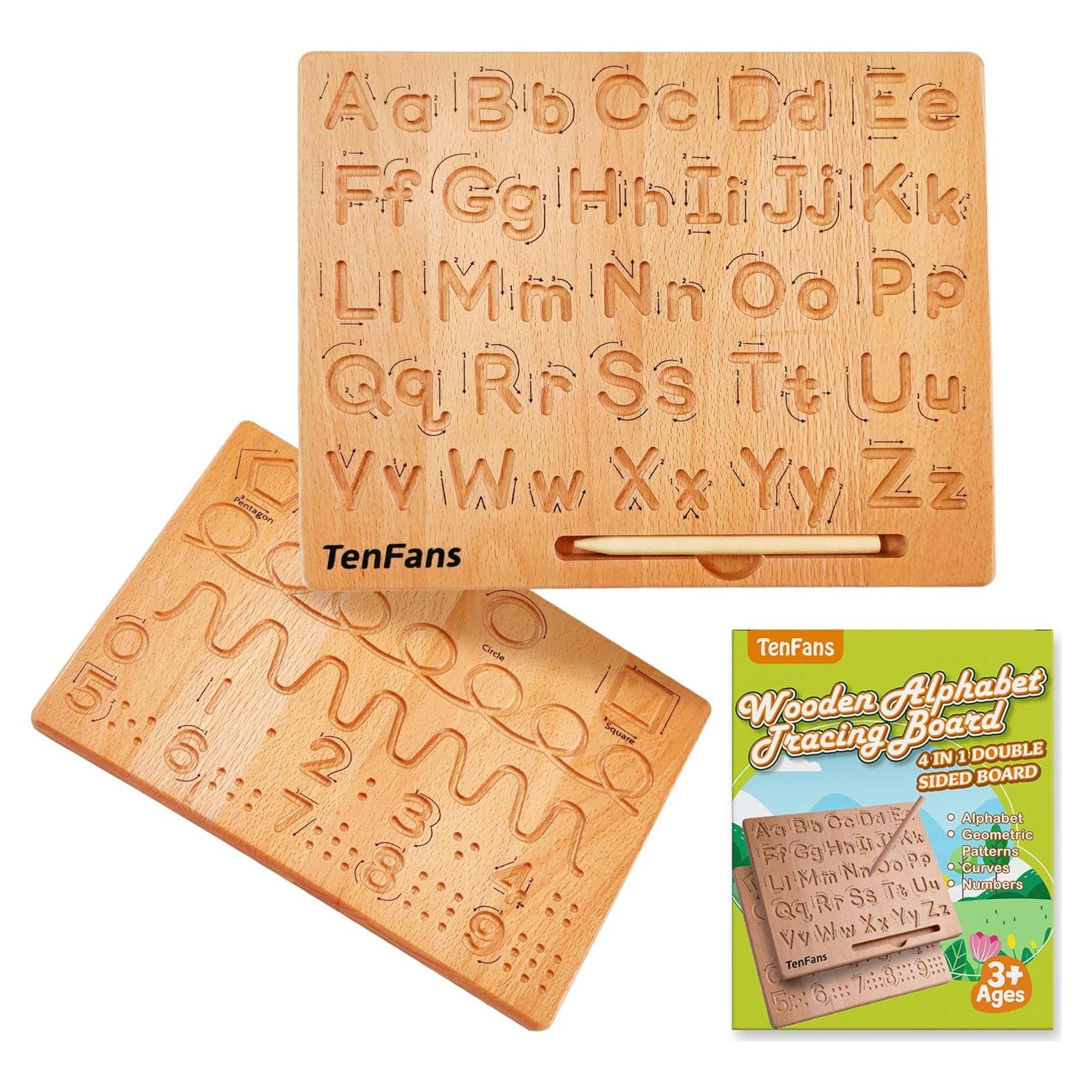 Tablero de Trazado de Letras de Madera TenFans - Montessori 25x20cm