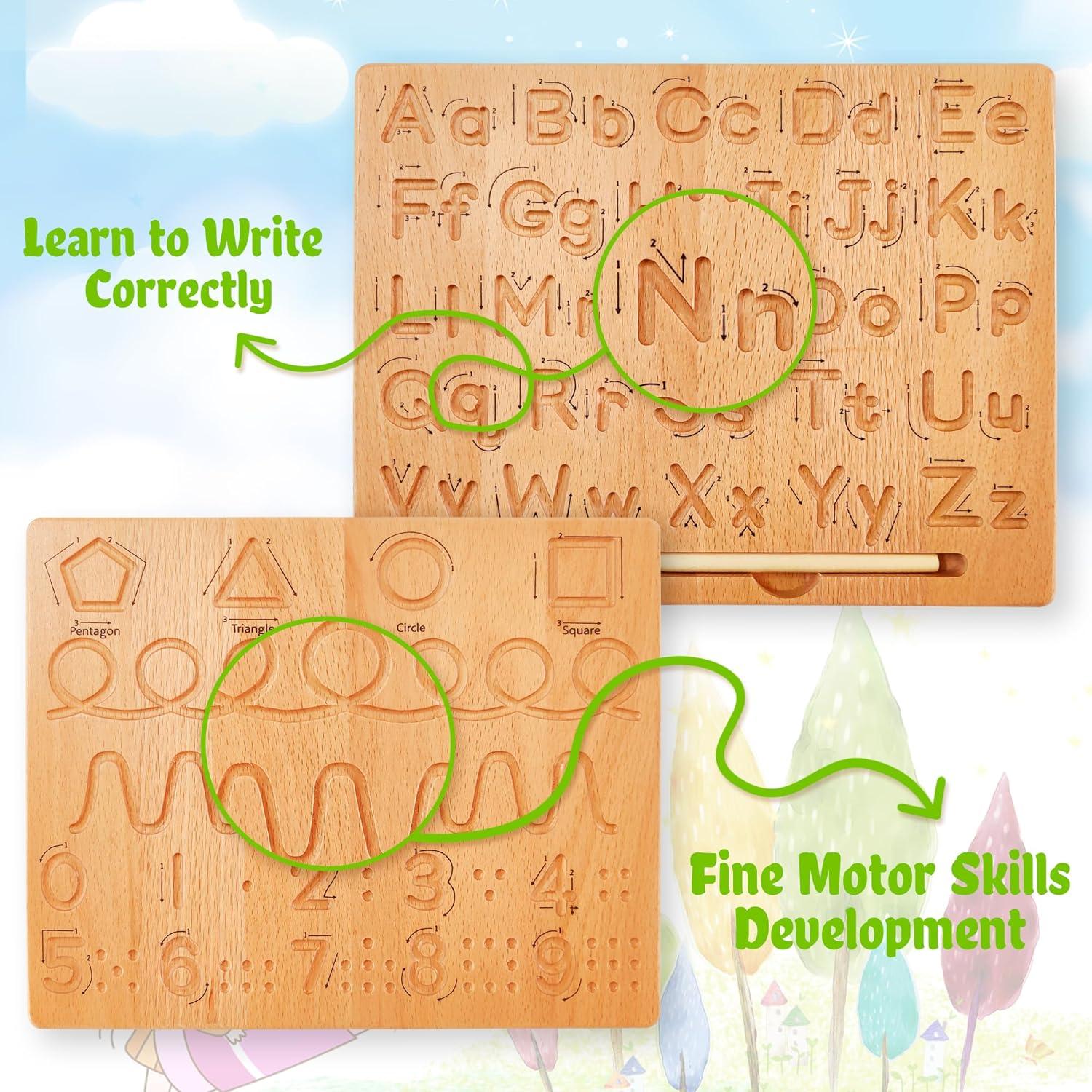 Tablero de Trazado de Letras de Madera TenFans - Montessori 25x20cm