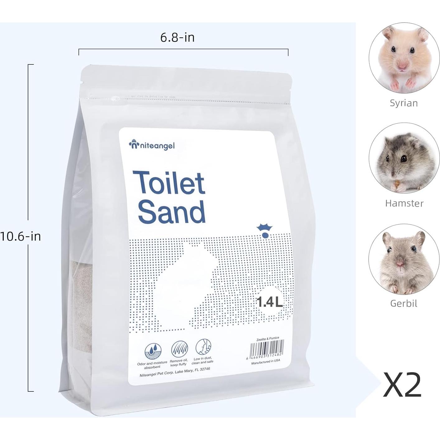 Baño de Arena para Hámster Niteangel 1.4L Azul - Suave y Efectivo