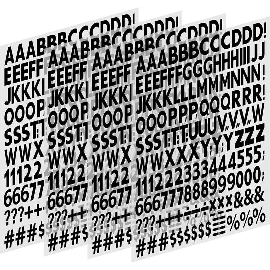 Letras y Números de Planchar CPEI 1 Pulgada Negro Blanco 664 Piezas