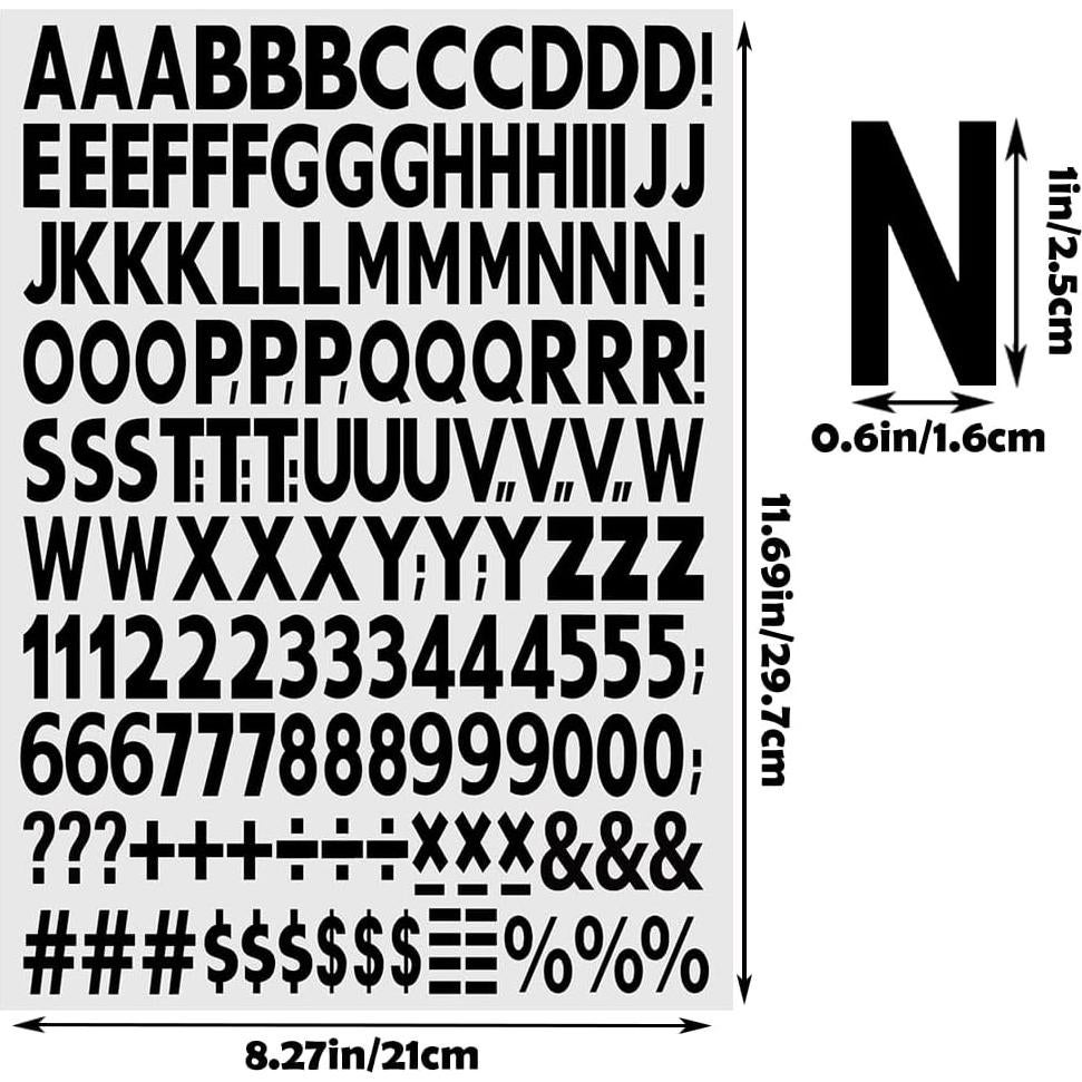 Letras y Números de Planchar CPEI 1 Pulgada Negro Blanco 664 Piezas