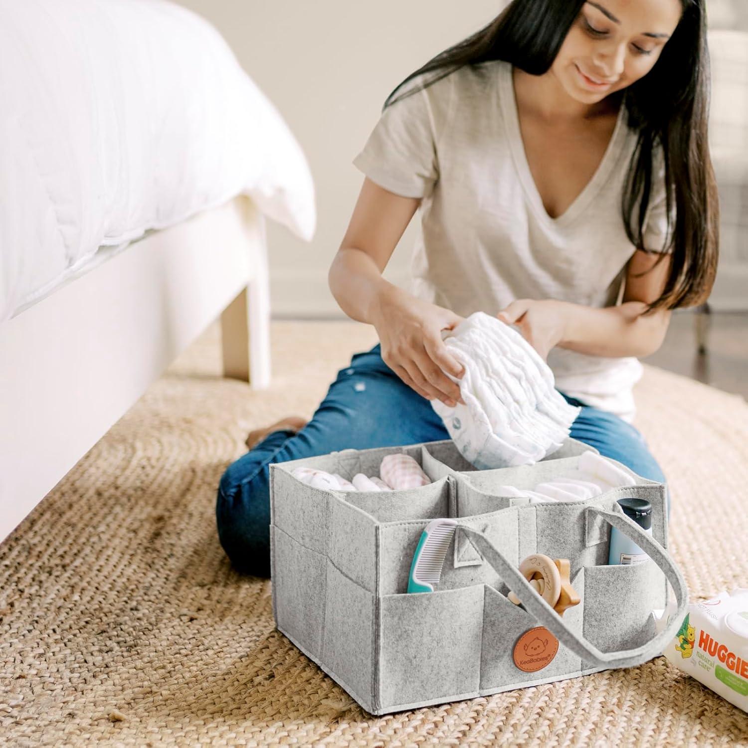 Organizador de Pañales KeaBabies Gris Clásico - Caddy Portátil