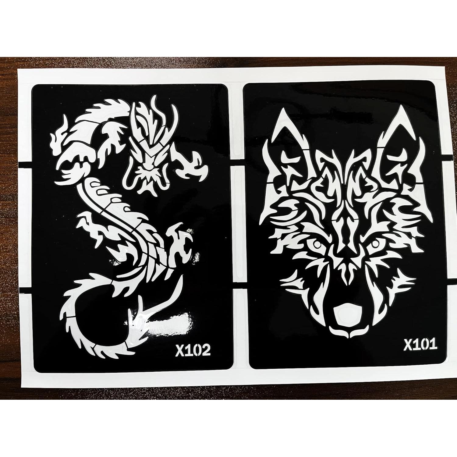 Kit de Plantillas de Tatuaje de Henna KOTBS - 5 Hojas Animales
