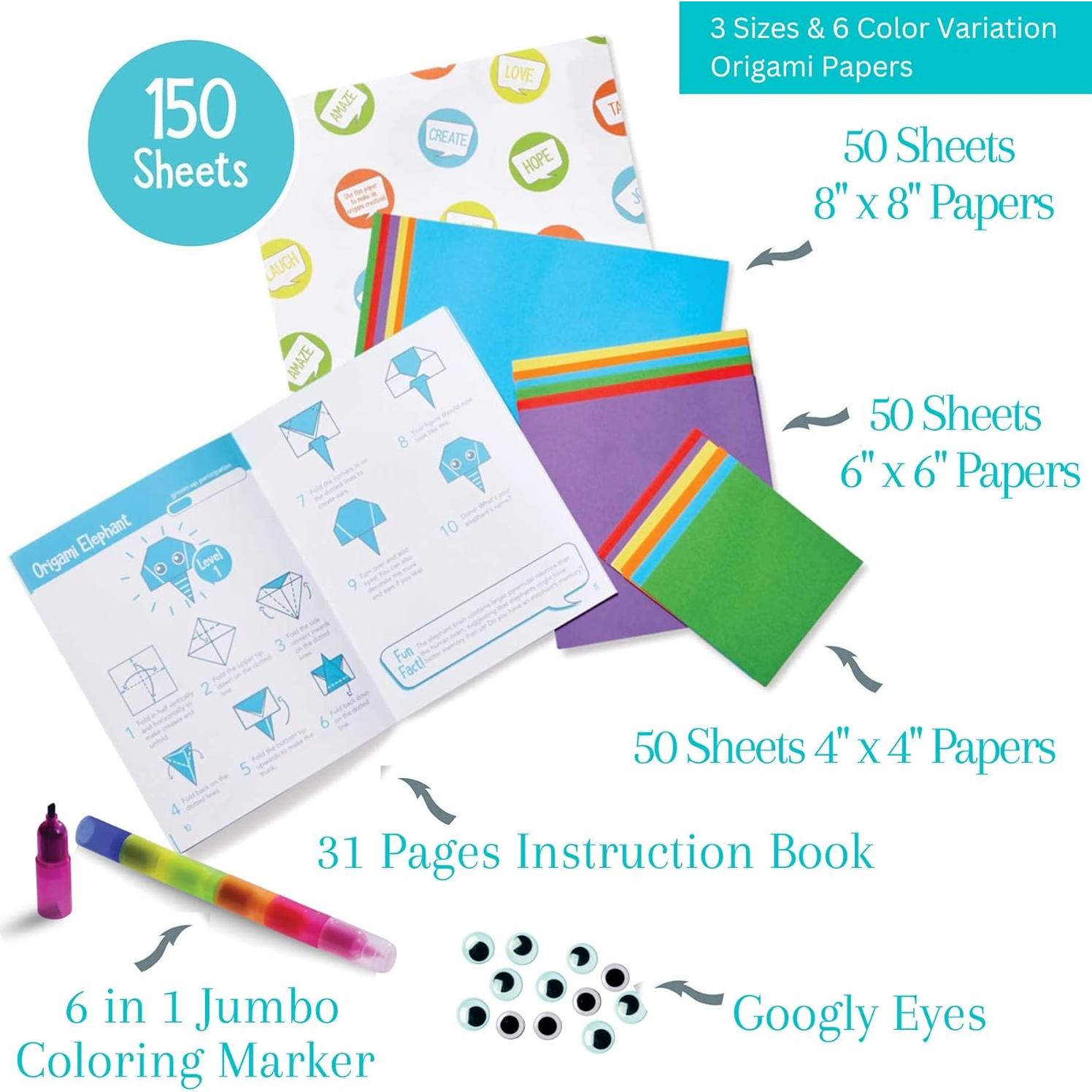 Kit de Origami Open The Joy - 150 Papeles de Doble Cara