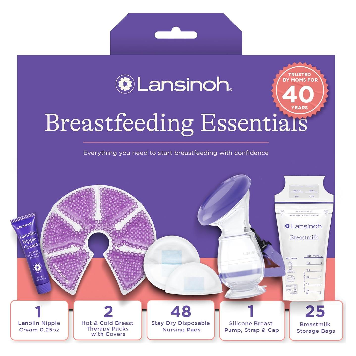 Kit de Lactancia Lansinoh 77 Piezas - Almohadillas, Extractor y Más