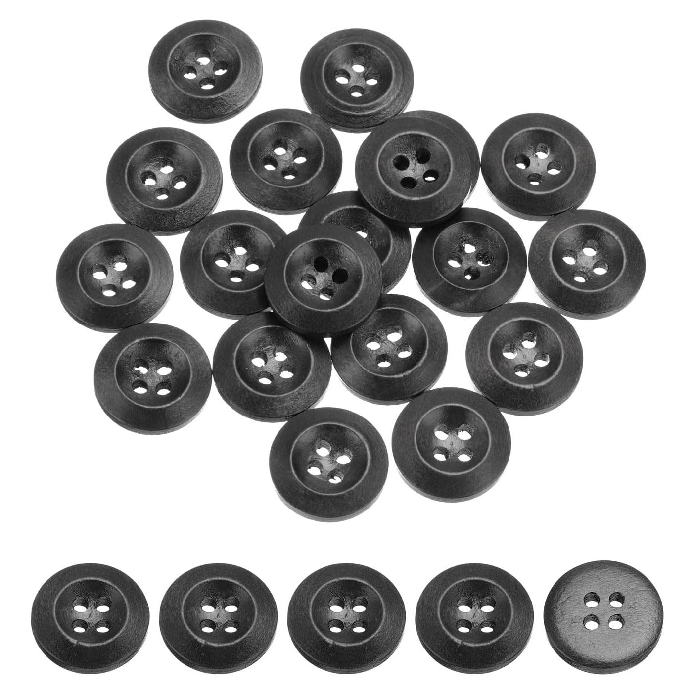 80 Botones de Madera Redondos 20mm uxcell Negro para Costura