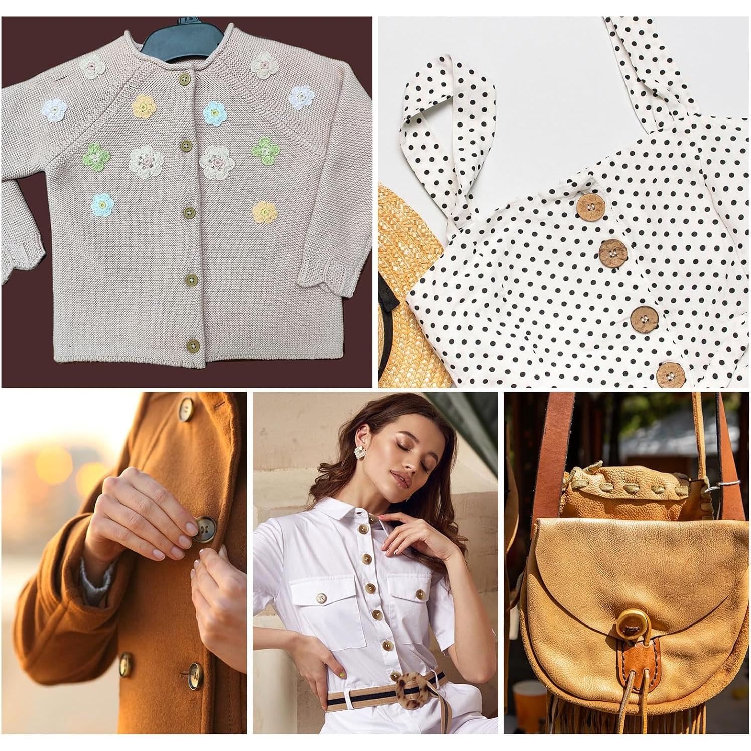 80 Botones de Madera Redondos 20mm uxcell Negro para Costura