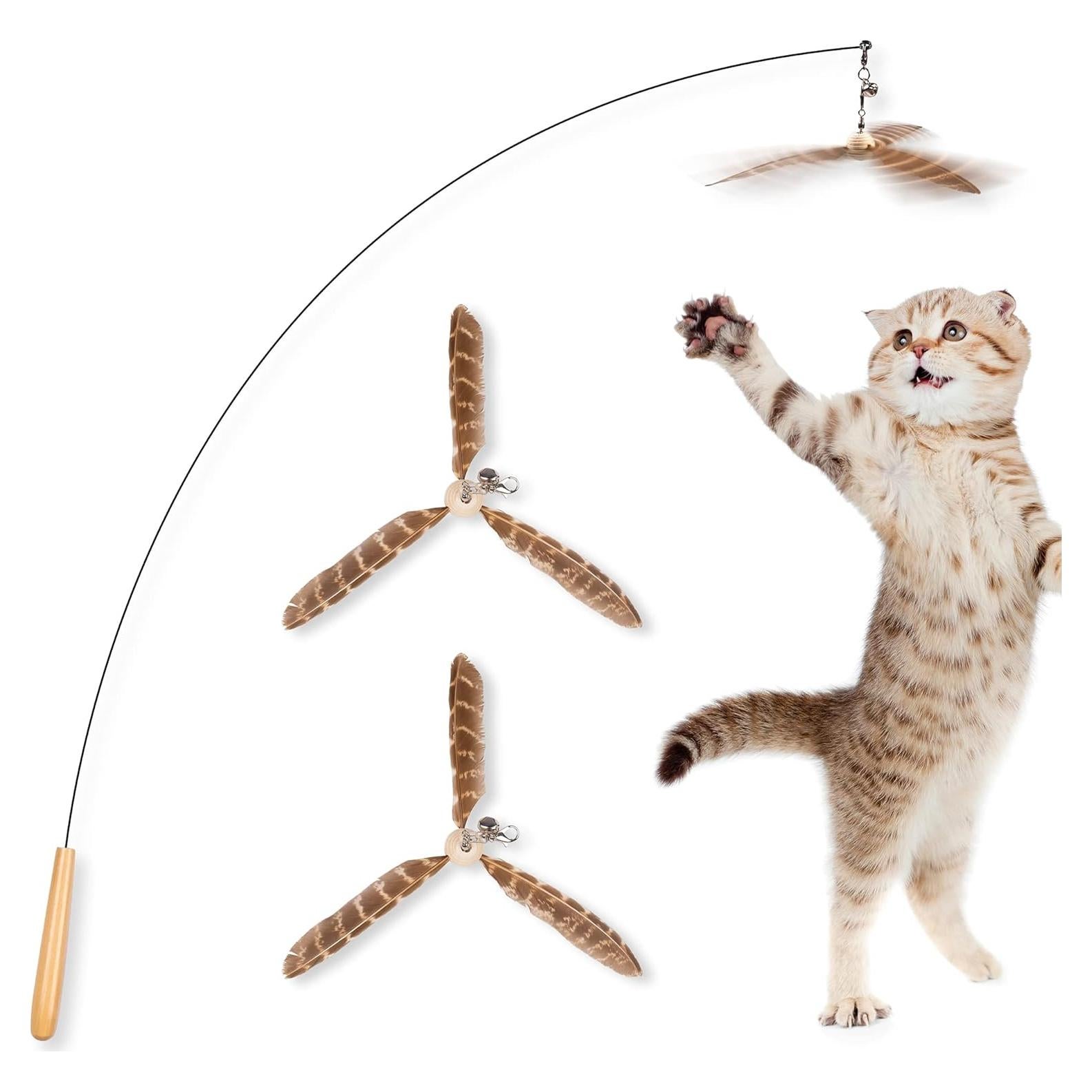 Juguete Interactivo para Gatos JXFUKAL con Plumas y Campana