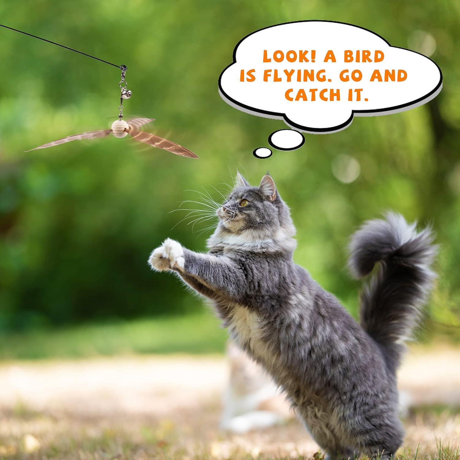 Juguete Interactivo para Gatos JXFUKAL con Plumas y Campana