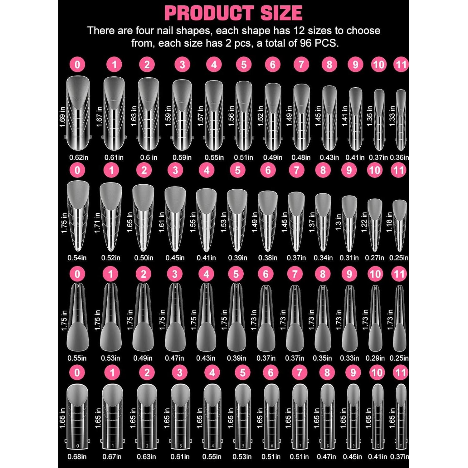 Kit de Moldes de Uñas Dual EBANKU 96 Piezas Transparentes Mate