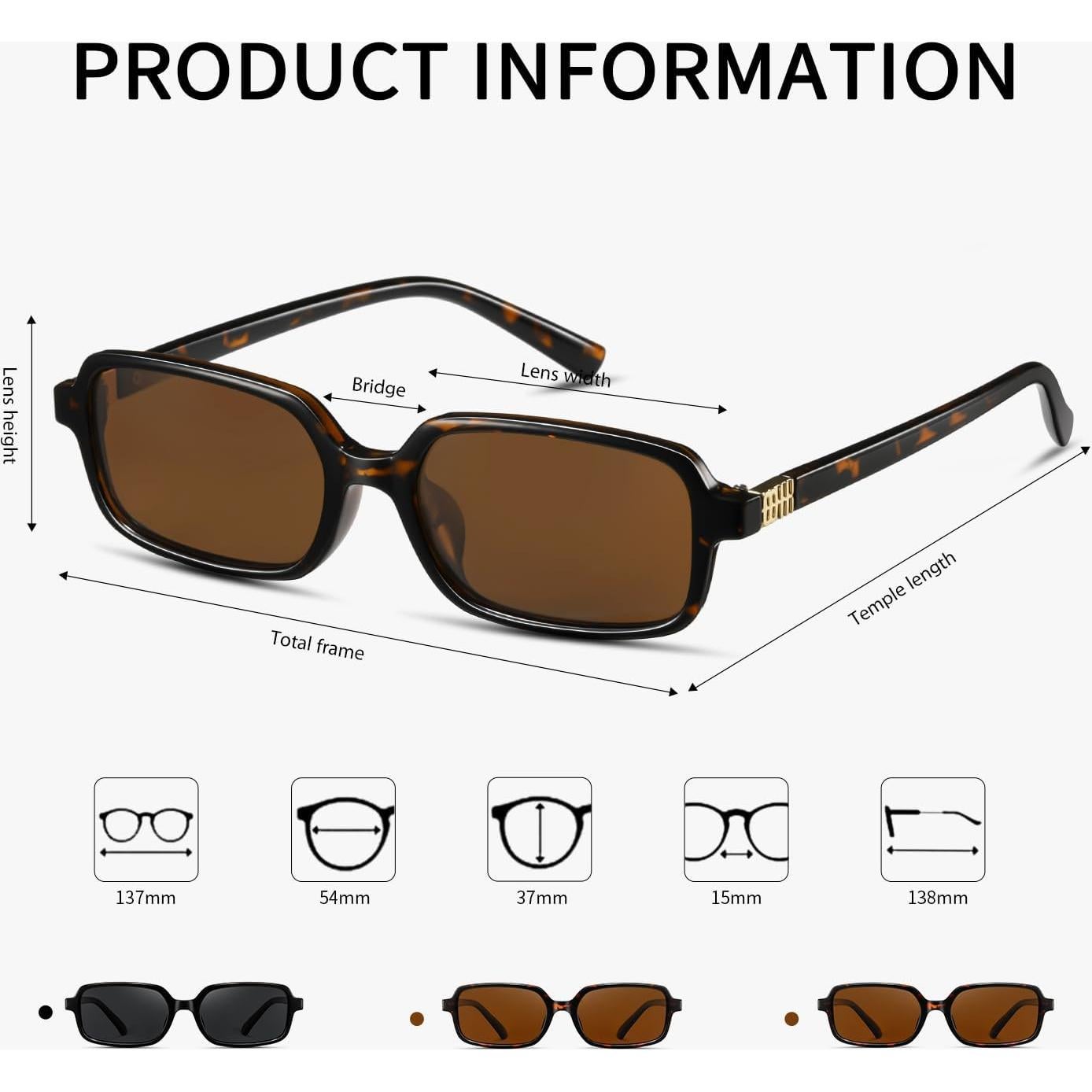 Gafas de sol polarizadas MASDUN Vision UV400 retro 90s - 3 unidades