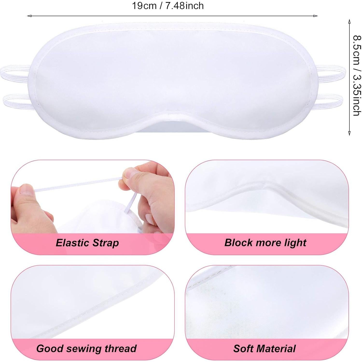 20 Máscaras de Ojos Blancas Syhood + 8 Marcadores Tela DIY