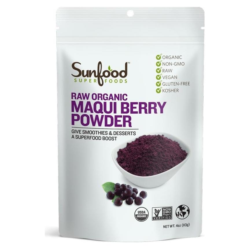 Polvo de Maqui Orgánico Sunfood 113.4 g - Antioxidantes para Batidos