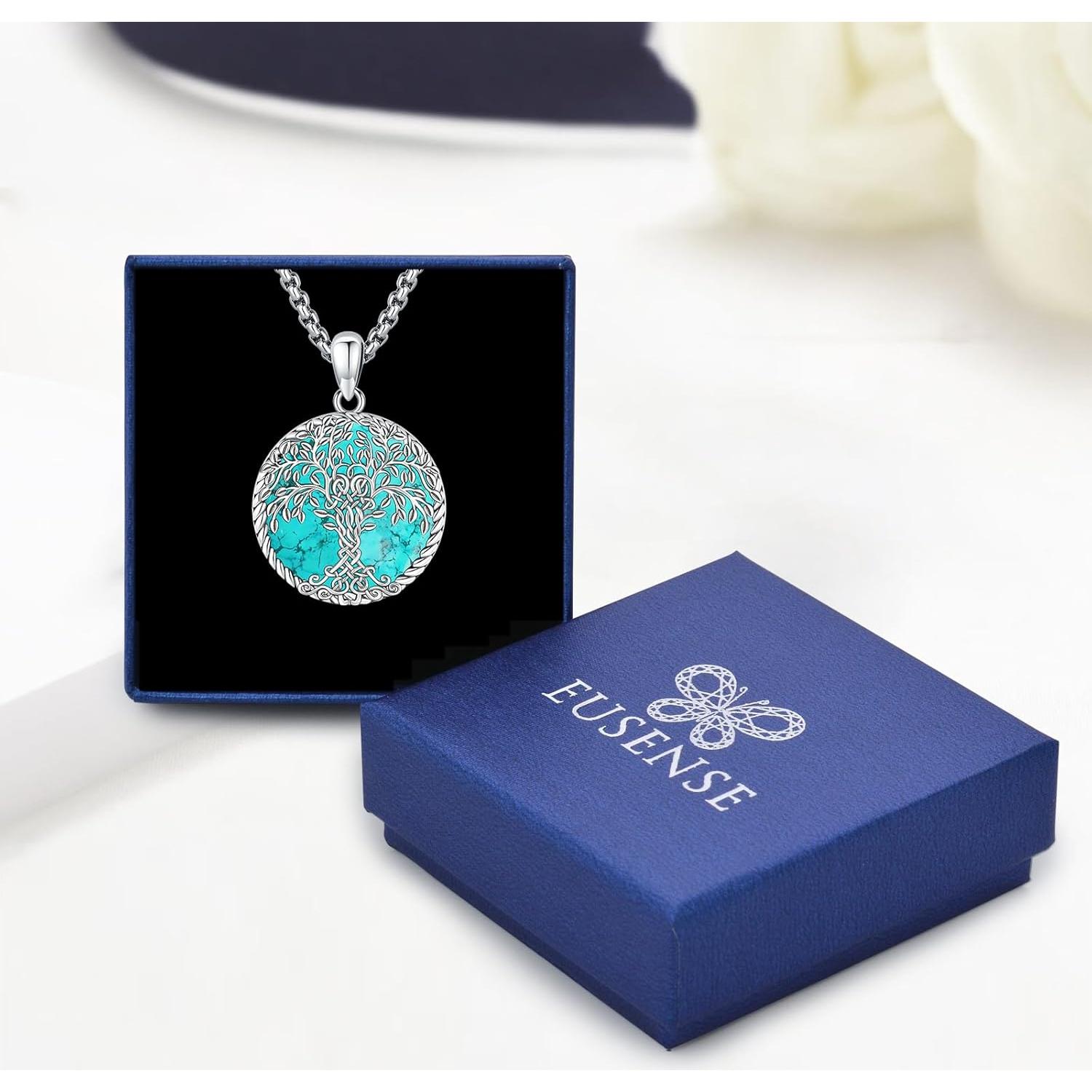 Collar Locket de Plata Esterlina 925 con Turquesa y Colgante