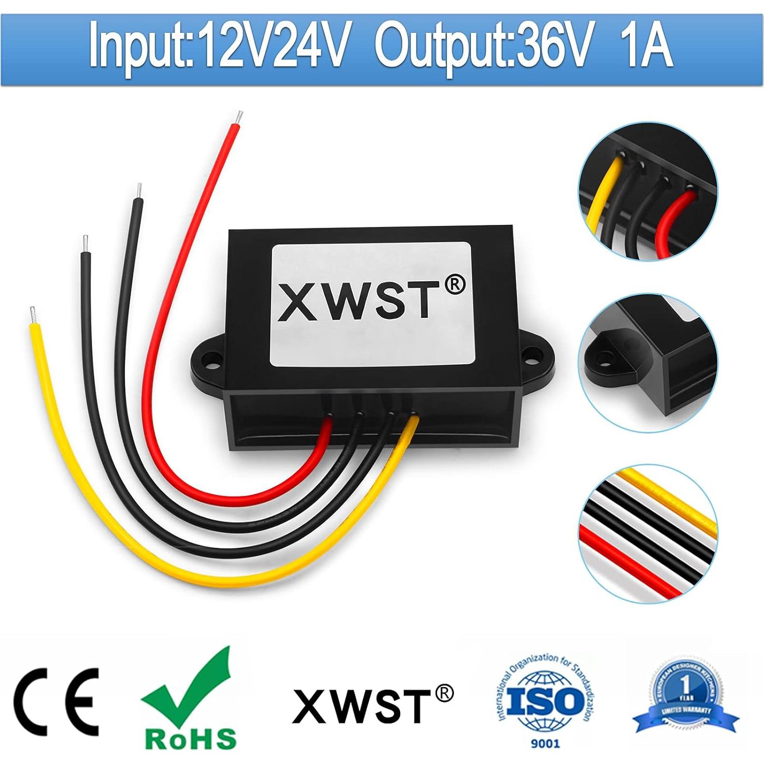 Convertidor Boost DC 12V 24V a 36V 1A XWST IP67