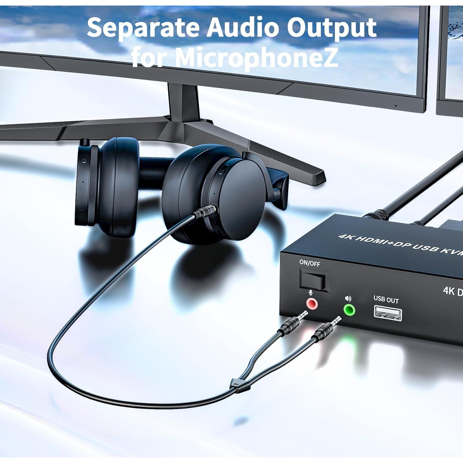 Interruptor KVM 2 Monitores LUKFOCAB 4K HDMI DP USB 2.0