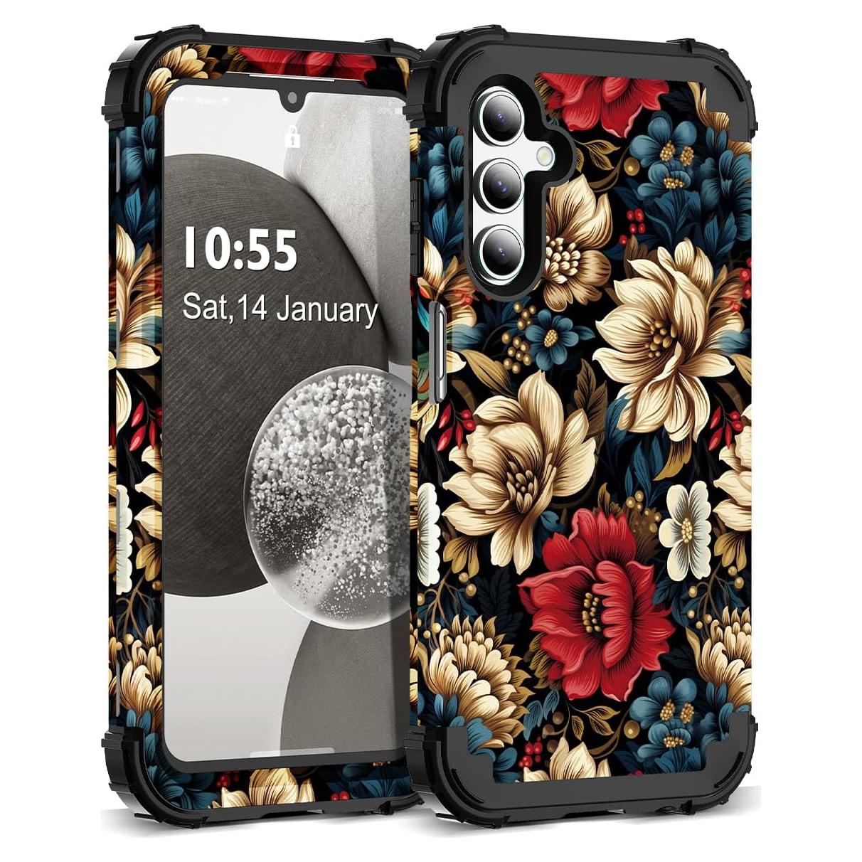 Funda 3 en 1 para Samsung Galaxy A14 6.6" Floral Dura
