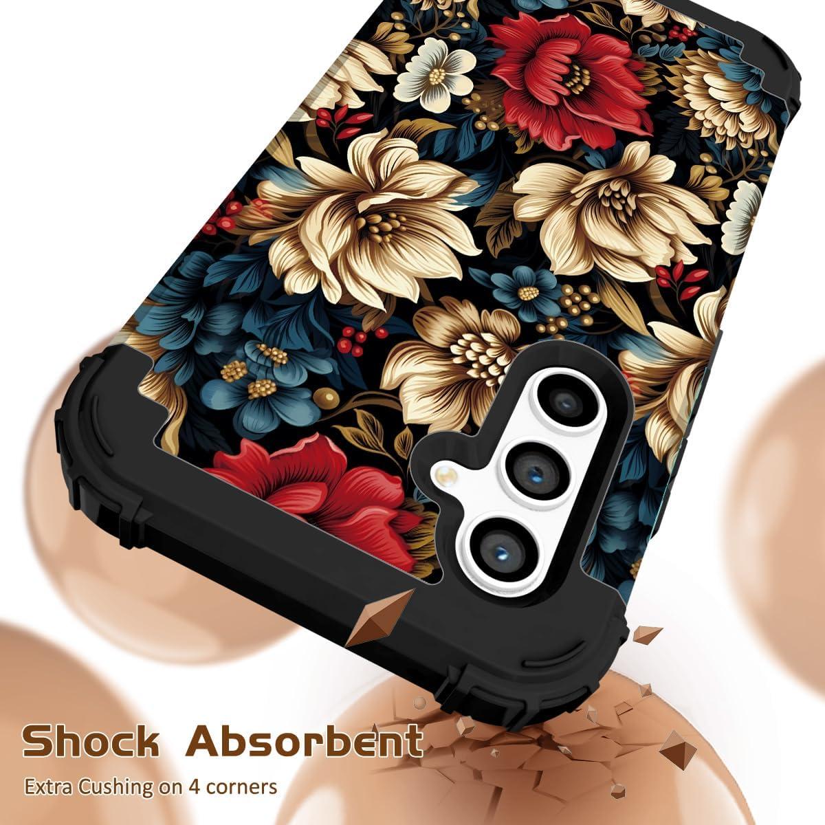 Funda 3 en 1 para Samsung Galaxy A14 6.6" Floral Dura