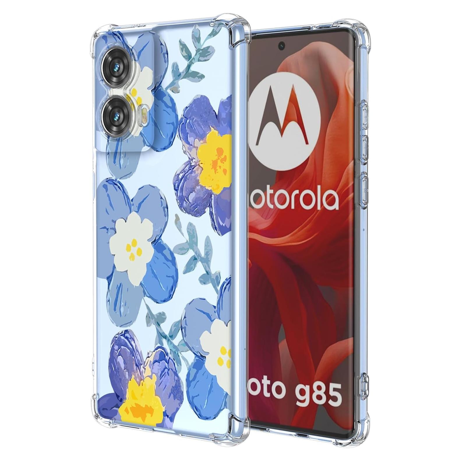 Funda TPU Floral Azul para Moto G85 5G - Protección Suave
