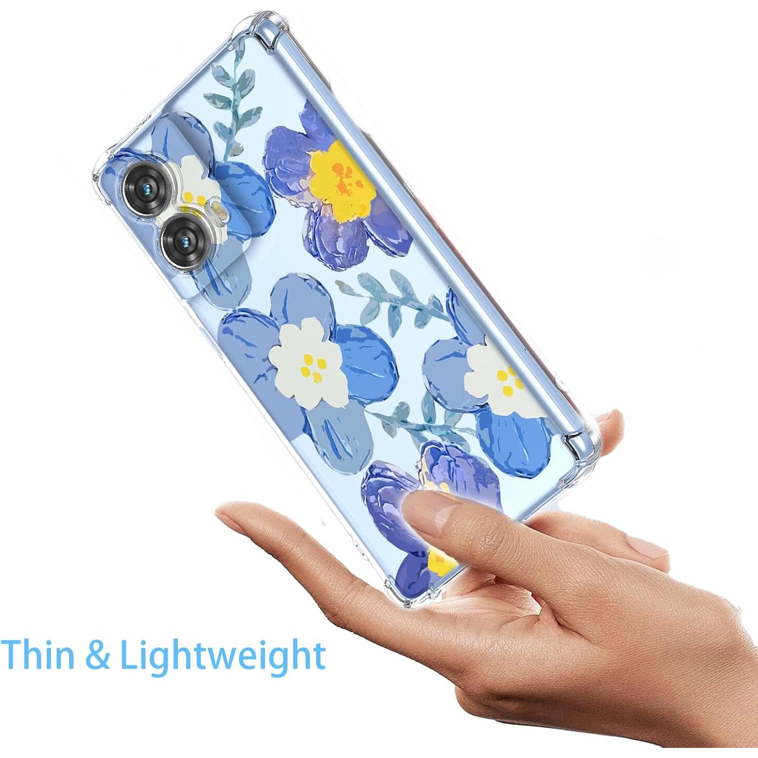 Funda TPU Floral Azul para Moto G85 5G - Protección Suave