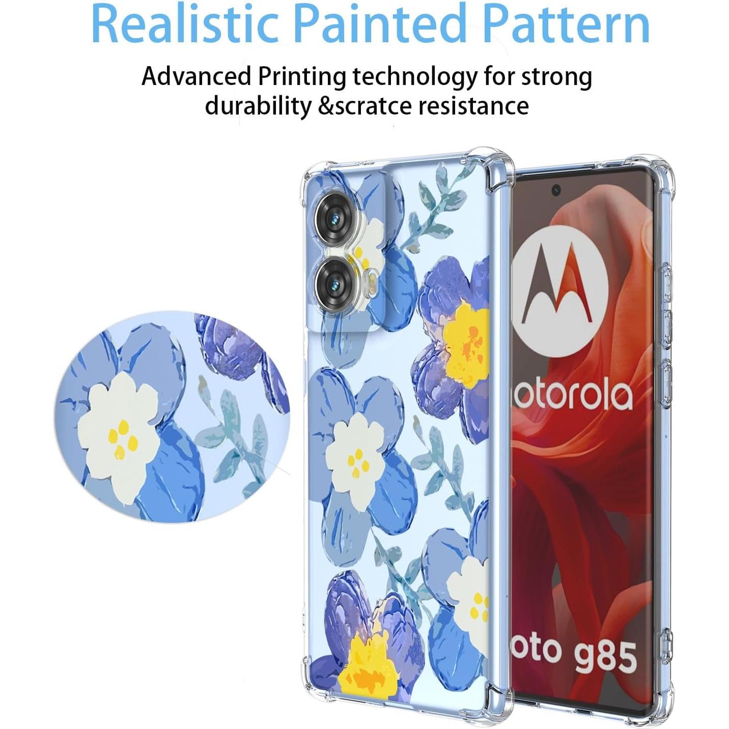 Funda TPU Floral Azul para Moto G85 5G - Protección Suave