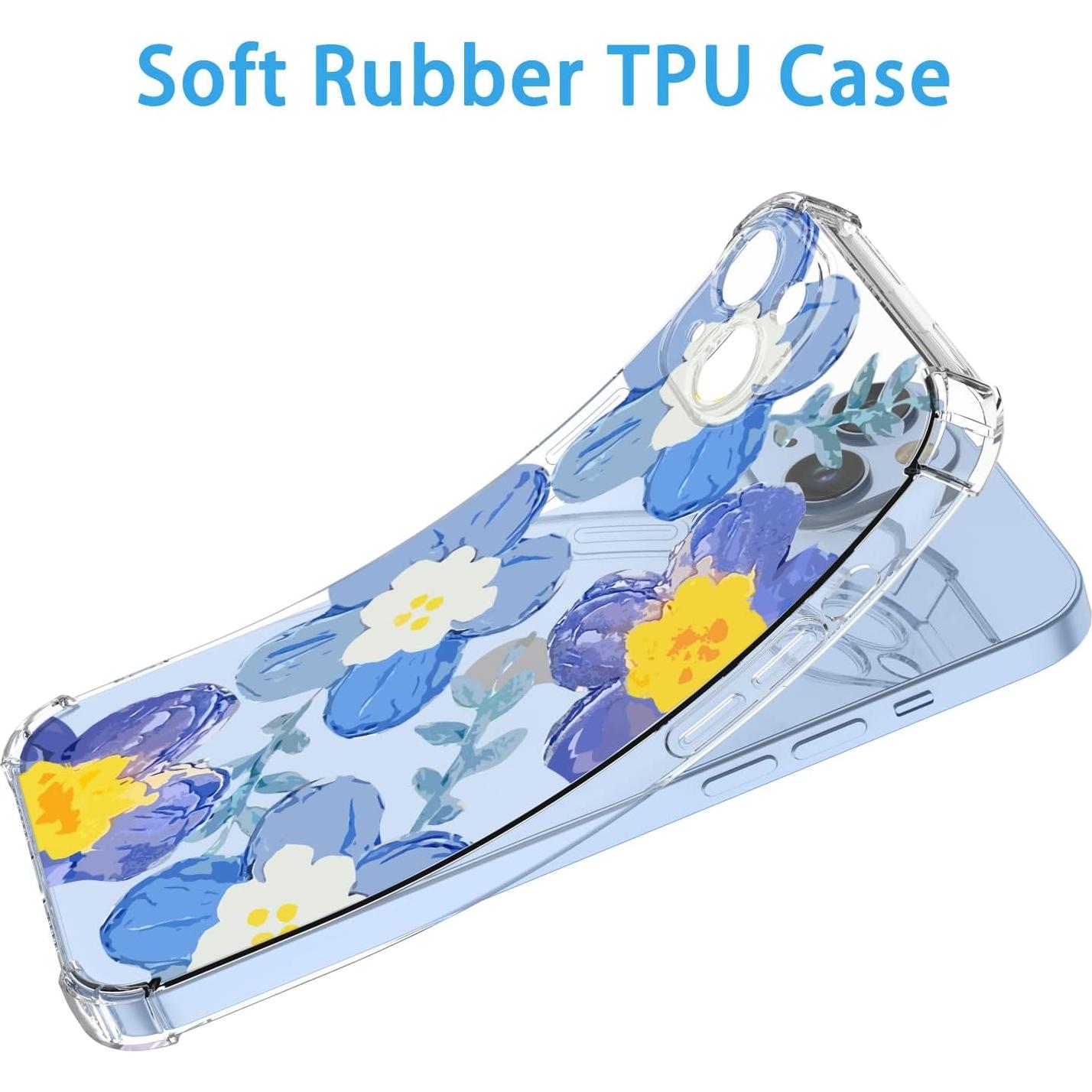 Funda TPU Floral Azul para Moto G85 5G - Protección Suave