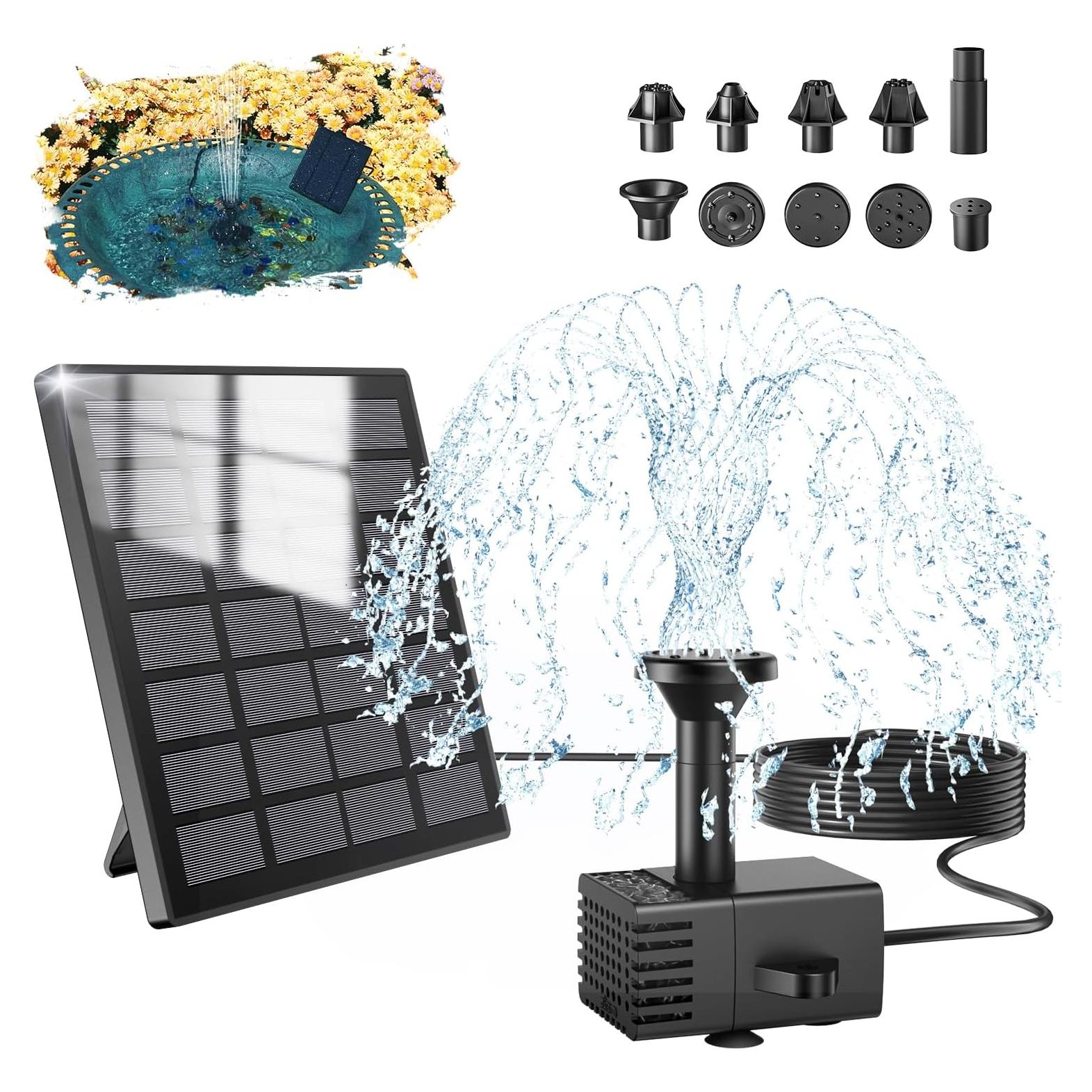 Bomba de Fuente Solar SZMP DIY 1.8W con 9 Boquillas y 3m Cable
