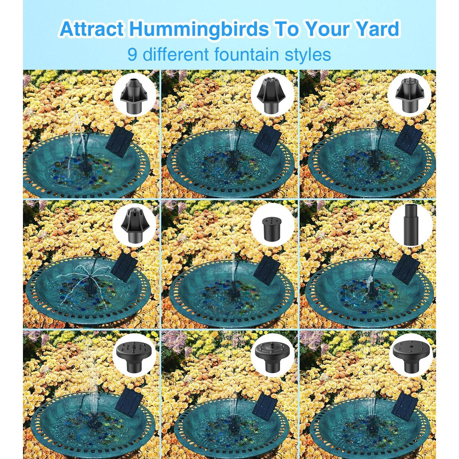 Bomba de Fuente Solar SZMP DIY 1.8W con 9 Boquillas y 3m Cable