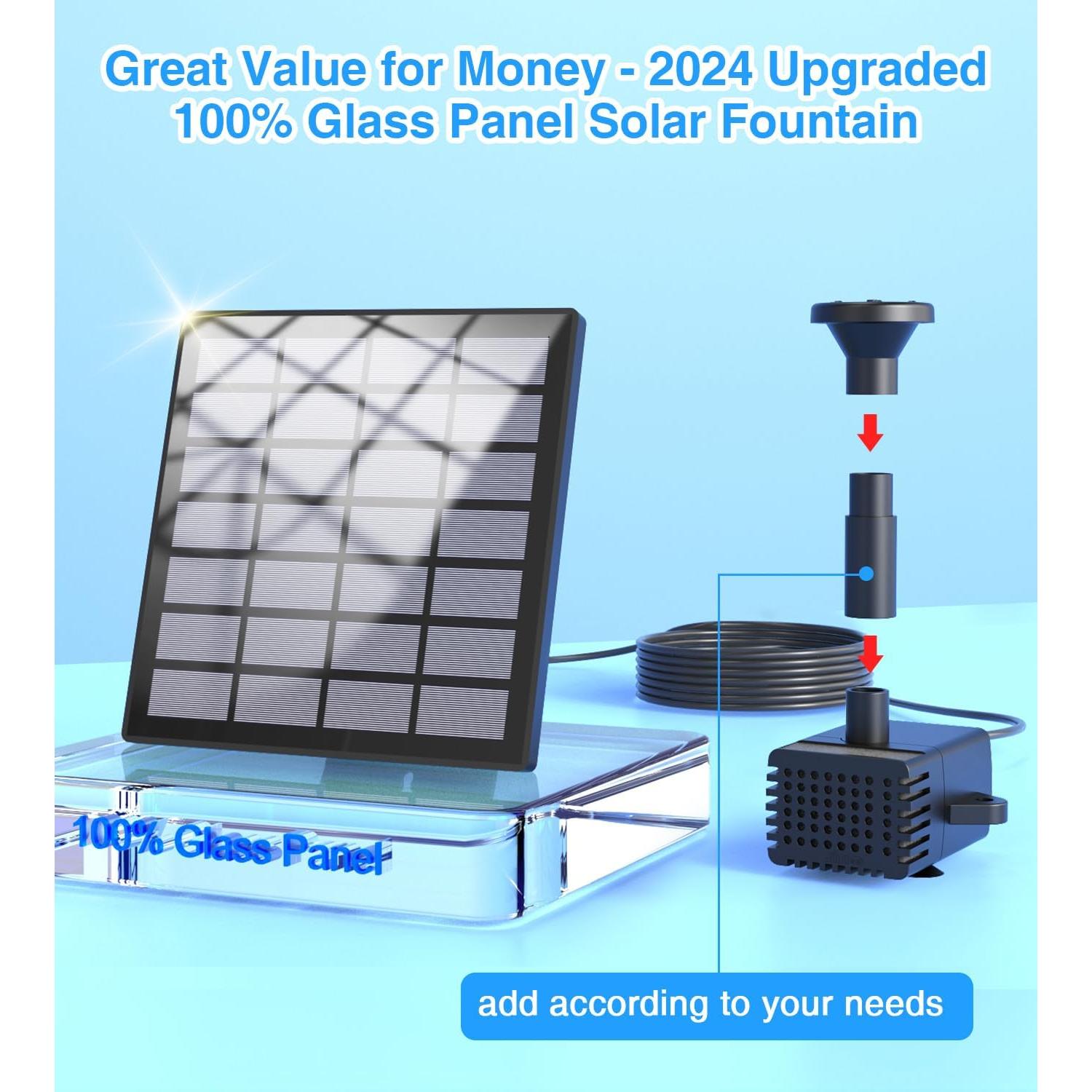 Bomba de Fuente Solar SZMP DIY 1.8W con 9 Boquillas y 3m Cable