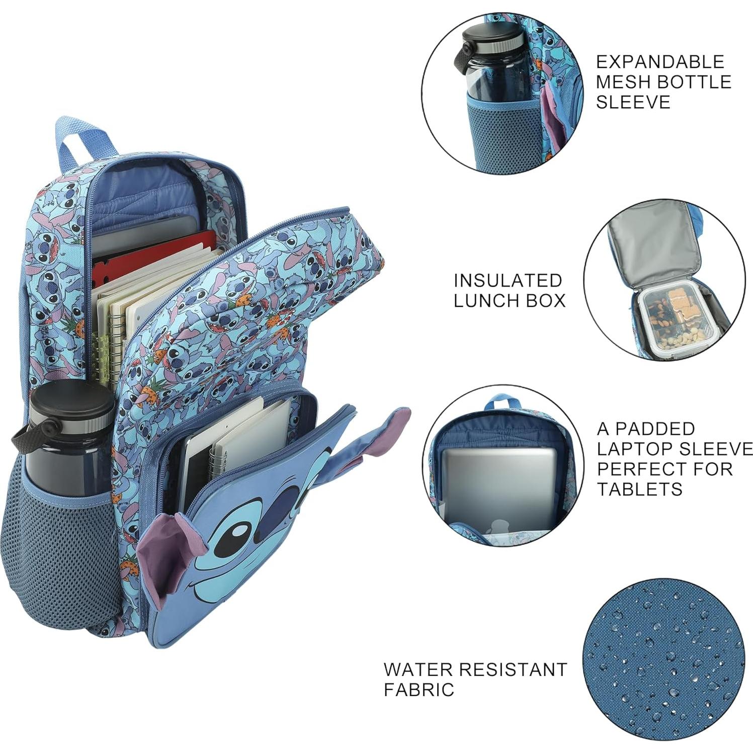 Set Mochila y Kit Almuerzo Disney Stitch 40.64x30.48cm