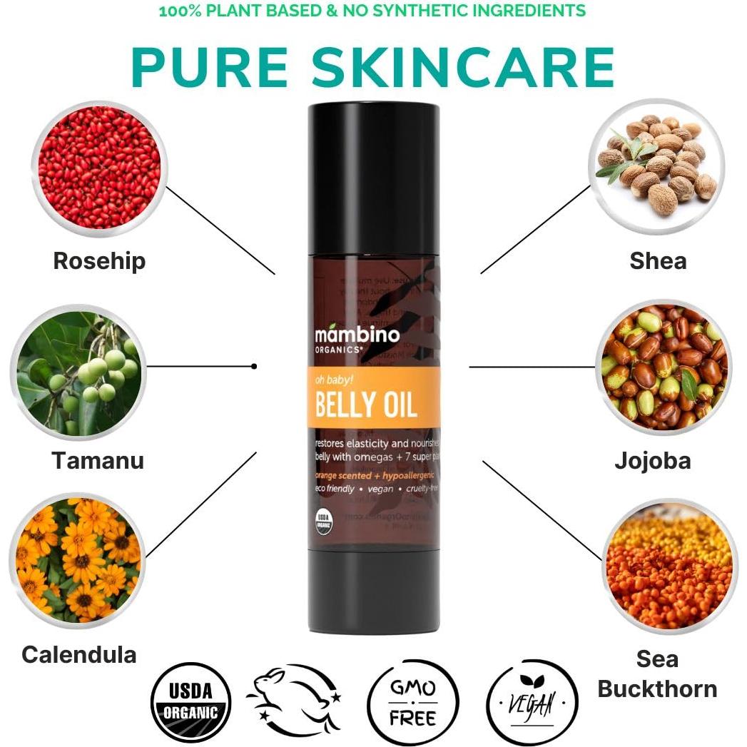 Mambino Organics Aceite para Barriga 59.15 ml - Suero Orgánico