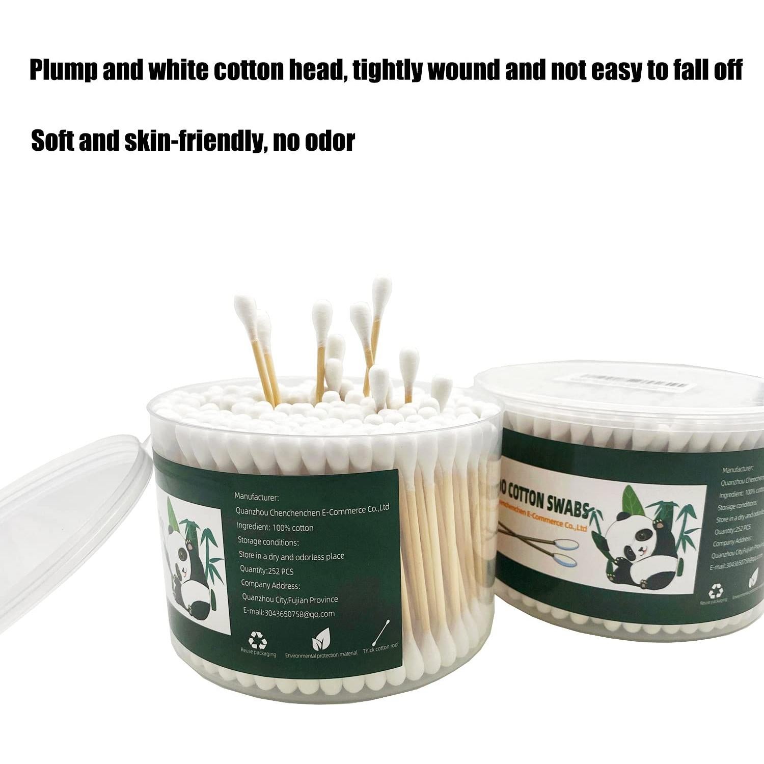 Hisopos de Algodón XL 252pcs Bambú Orgánico Biodegradable