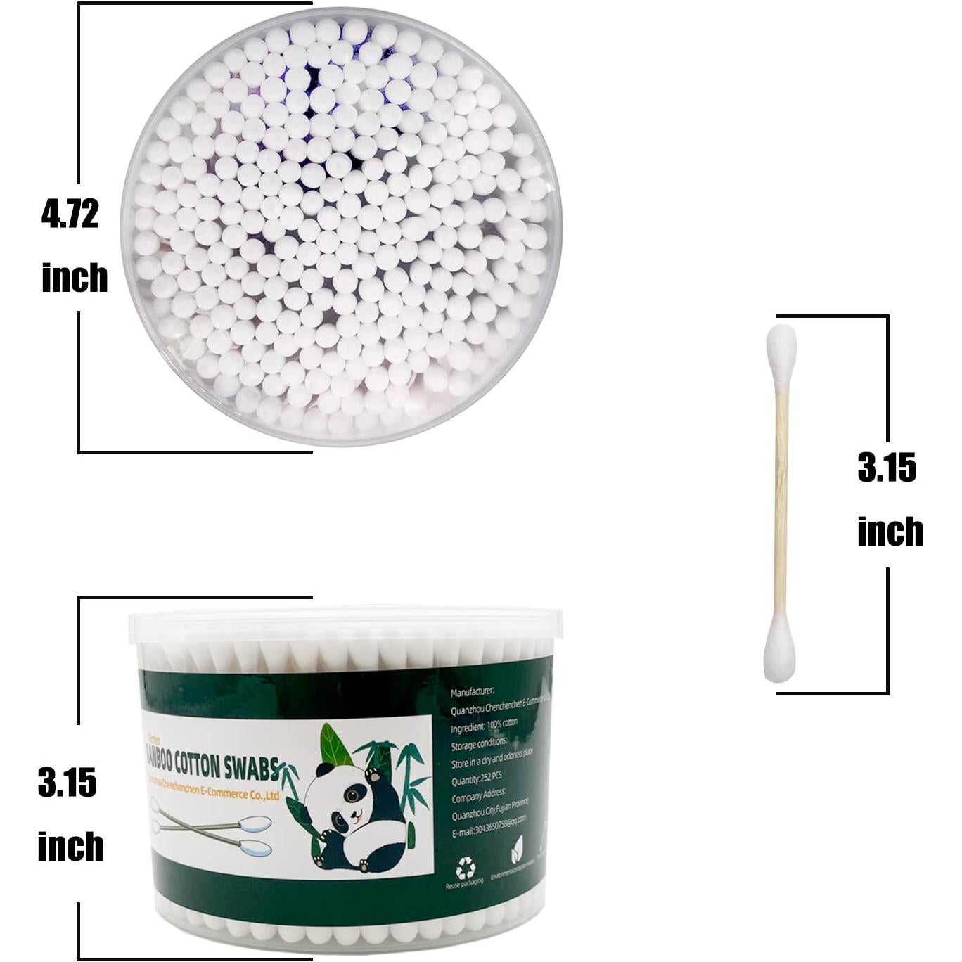 Hisopos de Algodón XL 252pcs Bambú Orgánico Biodegradable