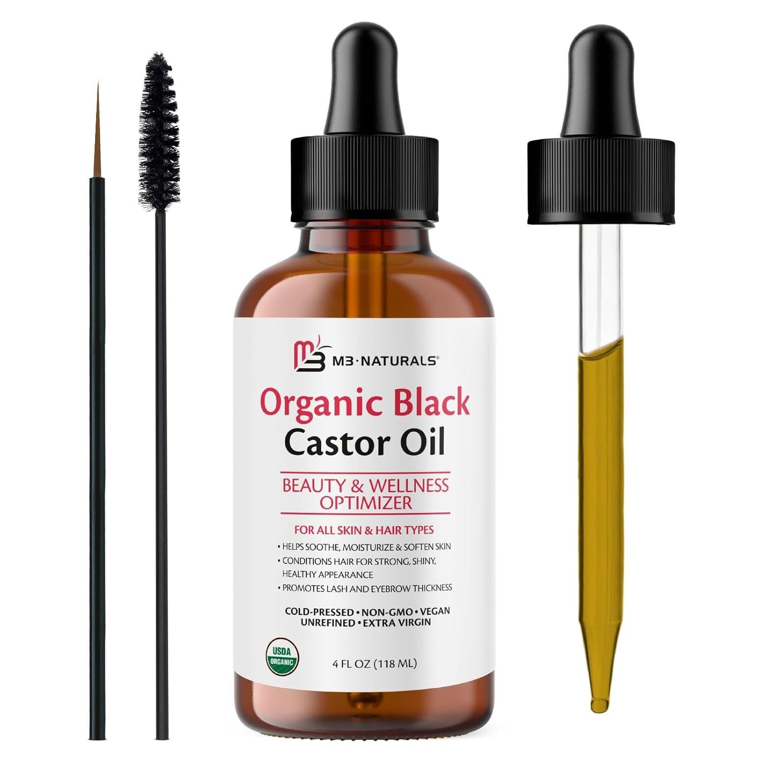 Aceite de Ricino Negro Orgánico M3 Naturals 118 ml para Cabello